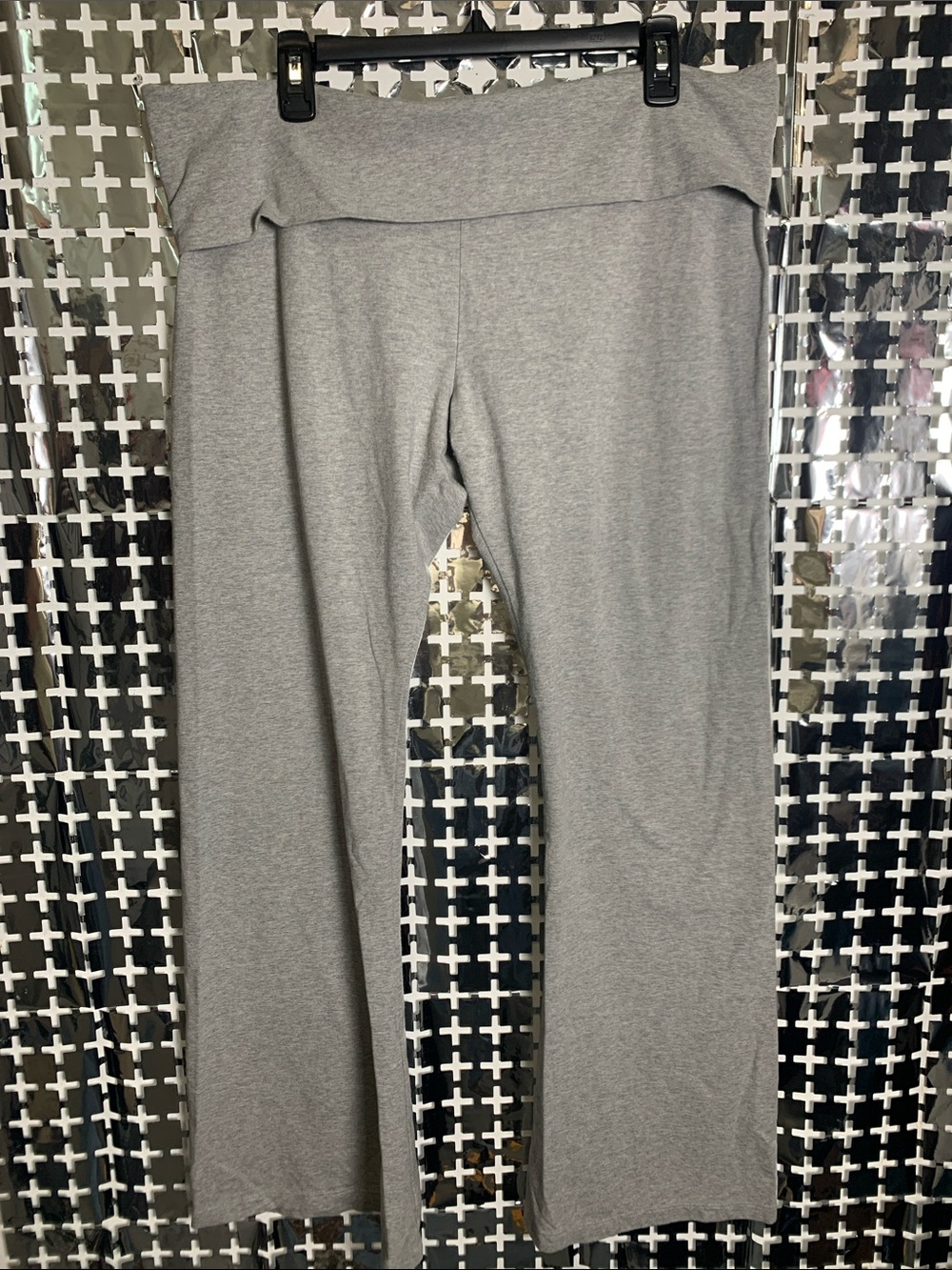 PINK Victoria's Secret Light Gray Fold-Over Waist Track Pants